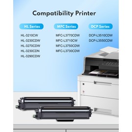 TN227BK Toner Cartridge Replacement for Brother TN227 TN-227BK TN-227 TN 223BK to Work with Brother MFC-L3770CDW HL-L3290CDW HL-L3270CDW MFC-L3710CW (2 Pack)