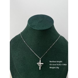 Preserved Flower Bear Rotating Gift Box - Cute bear gift box and exquisite cross, romantic gift suitable for birthdays, Valentine's Day and Christmas gifts (Pink box+Silver neclace)