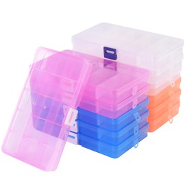 NGOSUET Pack of 12 15 Grid Universal Sorting Boxes, Transparent Sorting Box, Storage Box with Lid, Adjustable Plastic Storage Box for Jewellery Accessories, Small Parts