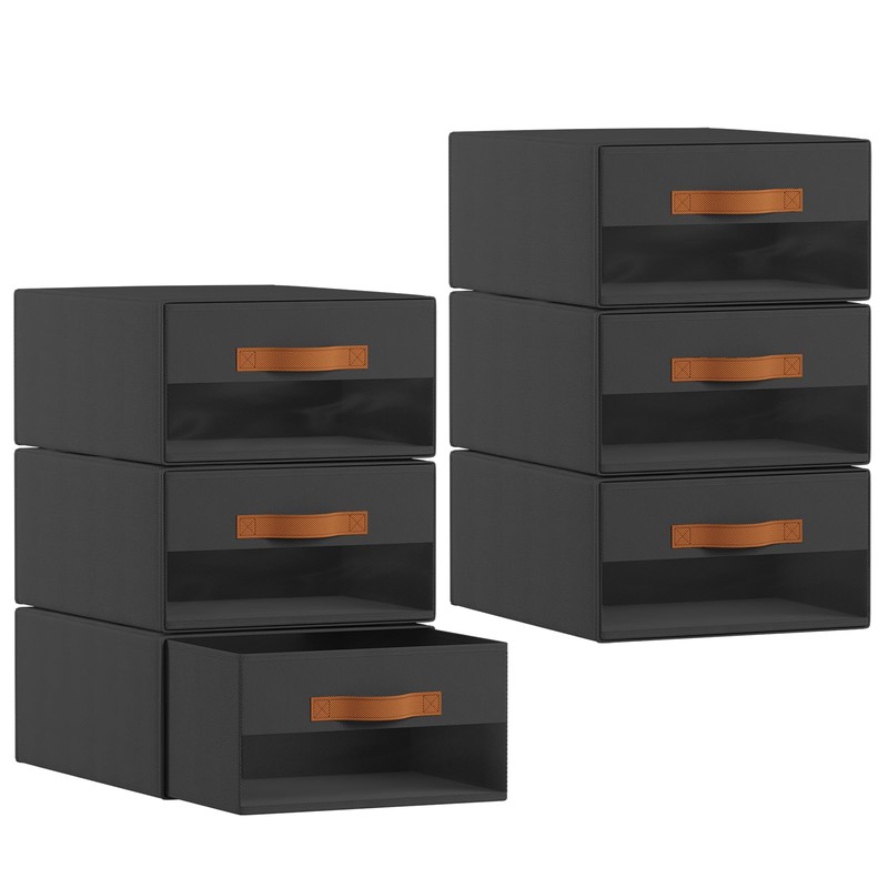 Homsorout Large Closet Storage Bins - 6 Pack Pull-Out Stackable