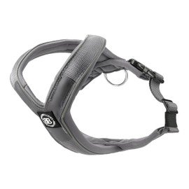 BullyBillows Slip-On Dog Harness - Foam Padded, Neoprene-Lined, Adjustable, Non-Restrictive Y-Shape with Reflective Strips & Stainless Steel D-Loop |Metal-Grey | Medium