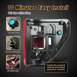 STRAUTOS Tail Lights Compatible With 2021 2022 2023 Ford F150 XLT TREMOR Halogen W/Blind Spot, Left Driver Sidee Brake Rear Taillight Assembly,Replace ML3Z13405C