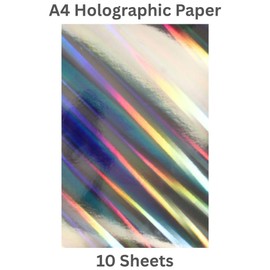 A4 Holographic Card | Pack of 10 Shiny Iridescent Sheets for Crafts & DIY | Metallic A4 Holographic Paper 10 Sheets for Scrapbooking, Cards & Party Decor