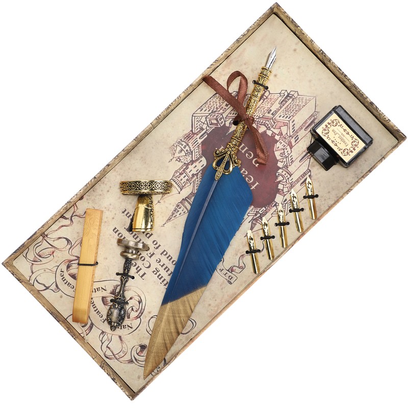 Quill Pen Set Feather Writing Drawing Dip Pen Students Teacher