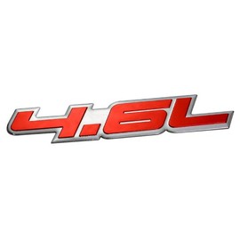 ERPART 4.6L Liter Embossed RED on Highly Polished Silver Real Aluminum Auto Emblem Badge Nameplate Compatible with Ford Lincoln