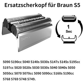 52S Scherkopf Kompatibel mit Braun Series 5, 52S Scherblatt für Braun Series 5, Ersatzklingen Klingen Rasierkopf für Braun Rasierer Herren 5030s 5147s 5145s