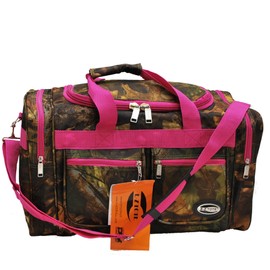 "E-Z Roll" 20 Inch Tree Camouflage Duffle Bag/Outdoor/Sports/Gym/Travel Bag in 5 Colors (Pink Trim)