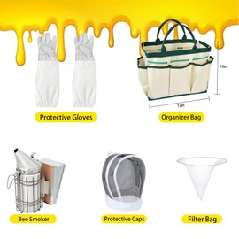 Beekeeping Supplies - 31 Pcs Beehive Starter Kit, Bee Keeping Supplies-All Beekeeping Tools and Equipment, Bee Smoker Kit for Beekeeping for Beginners and Professionals
