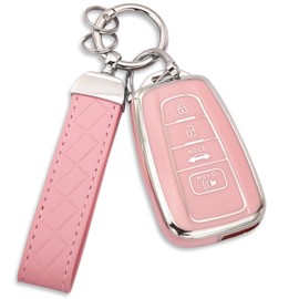 LIANGYM for Toyota Key Fob Cover with Metal Keychain Protection Key Shell Fit for 2016-2024 RAV4 Camry Avalon Corolla C-HR 86 / GT86 Prius Prime Prado 4Runner