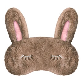 VerteLife Sleep Mask Cute Bunny Eye Masks 3D Cartoon Animal Eyeshade for Sleeping, Soft Plush Blindfold Novelty Travel Eye Cover for Children Adult (Bunny Ear,Brown)