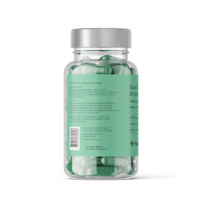 Noop Spirulina & Chlorella Superfood, 60 Capsules, Vegan and Third