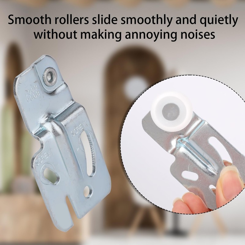 8pcs Sliding Closet Door Roller Hardware Kit, Top Hung Bypass
