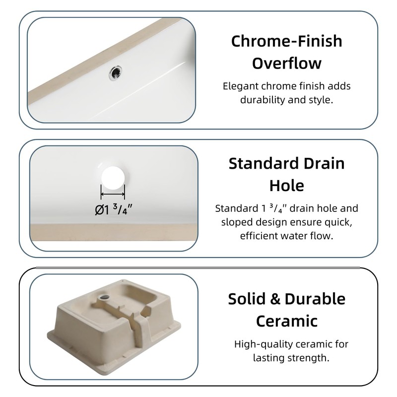 18" x 13" Undermount Bathroom Sink, Los Flexi Compact Rectangular