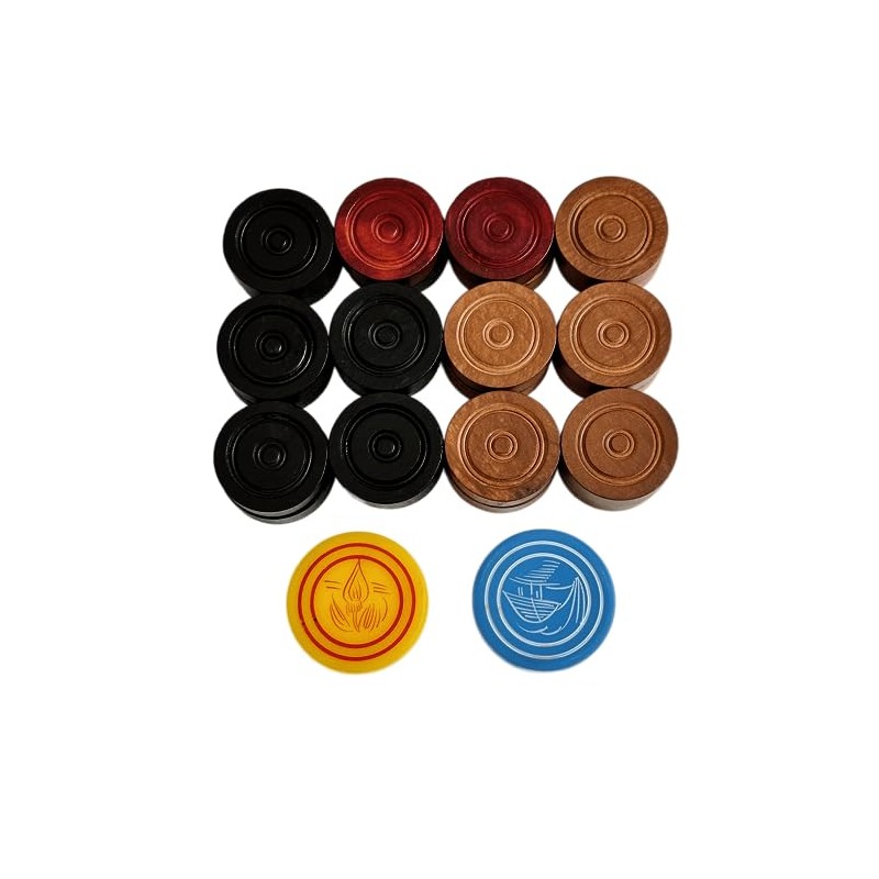 Professional Carrom Board Game International Champion Wooden 8mm Coins, Set