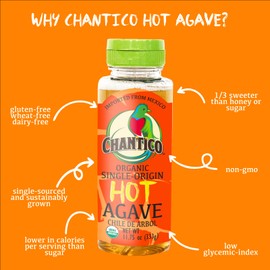 Chantico Agave Sweetener (Hot Agave, 11.75oz Bottle) Organic Natural Sugar Substitute with a Premium Food Taste - Stevia Alternative That Can Be Used For Baking