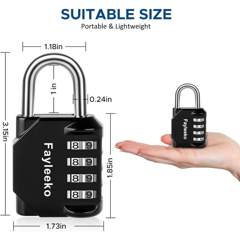 Combination Lock, 4 Digit Combination Padlock for School Gym Sports