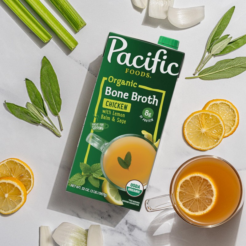 Pacific Foods Organic Chicken Bone Broth With Lemon Balm and