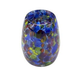 Votive Candle Holder. Hand Blown Art Glass in Lapis Blue Magic Mix -"Starry Night". Made in Seattle. Artist Dehanna Jones.