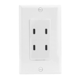 BAOMAIN 2-Pack USB Outlet Wall Plate, 4.8A 4-Port USB-C Charger Receptacle, UL Listed Electrical Outlet, Fast Charging Socket for Bedroom, Kitchen, Office – White