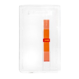 Karteo Vertical ID Card Holder Card Holder Hard Plastic Transparent for 1 Card ID with Slider Red Pack of 1