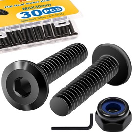 weideer 30pcs M6 x 30mm Flat Head Socket Head Screw Furniture Bolts,Stainless Steel 18-8 (304) Furniture Screws with Spare Nylon Lock Nuts with Hex Spanner (25pcs Bolts+5pcs Nuts)