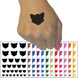 Fox Face Solid Temporary Tattoo Water Resistant Fake Body Art Set Collection - Purple (One Sheet)