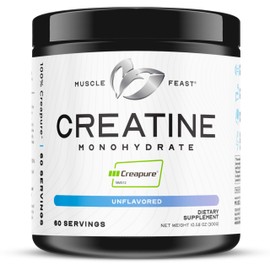 Muscle Feast Creapure Creatine Monohydrate Powder, Vegan Keto Friendly Gluten-Free, Mass Gainer, Muscle Recovery Supplement and Trusted Creatine for Muscle Growth, Creatine Powder, Unflavored, 300g