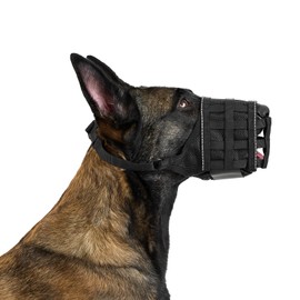 OneTigris Dog Muzzle, Military-Grade Soft Muzzles, Reflective Breathable Adjustable Dog Muzzle for Medium Large Sized Dogs, Prevent Biting Chewing Fighting, Allow Panting Drinking