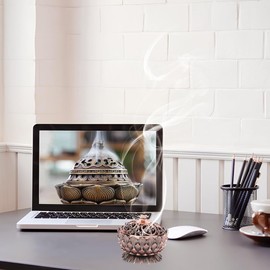 Leopacat Incense Burners, Vintage Metal Burner Zinc Alloy Lotus Censer with Copper Ash Catcher Lid Feng Shui Home Office Decor for Meditation and Spiritual Relaxation 4.7" Antique Style (Ancient red)