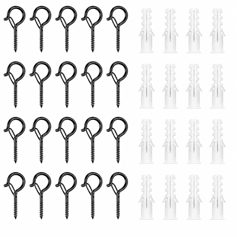 20-Pack Black Q-Hanger Screw Hooks with Safety Buckles, 2.2-Inch, 40