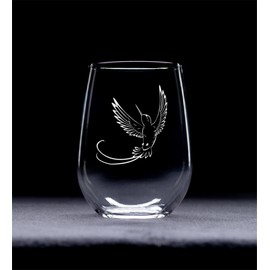C M Hummingbird Stemless wine glass, 17 oz. - Hummingbird Themed Gift for Women and Men (Style H5)