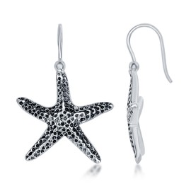 Sterling Silver Oxidized Starfish Earrings