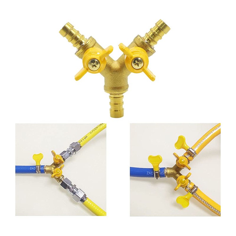 Hooshing Brass 3 Way Shut Off Valve 3/8" Hose Barb