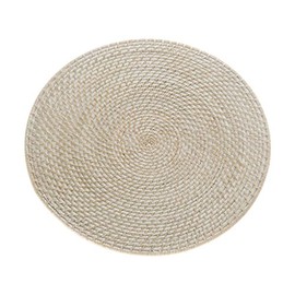 KOUBOO Laguna Table placemat, Round Table Mats Set, Woven Placemats, Boho Table Mats, Rustic Braided Wicker Table Mats Placemats, Kitchen Table Placemats, 15", Whitewash