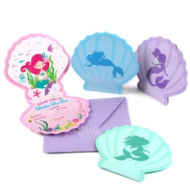 32PCS Mermaid Party Invitations with Envelopes and Stickers Under the Sea Ocean Mermaid Party Supplies for Kids Girl Party Decorations for Birthday Baby Shower Wedding Mermaid Themed Party Favors
