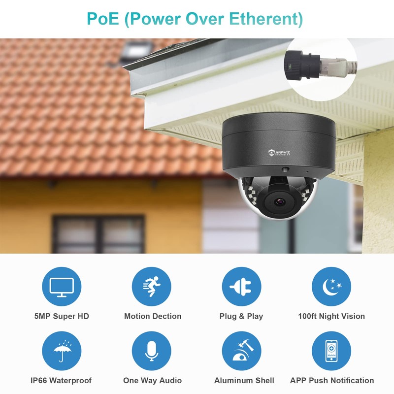 5 MP POE IP Camera IR with Night Vision, Surveillance