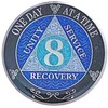 (Years 1-50) 8 Year AA Recovery Silver Color Plated Glitter