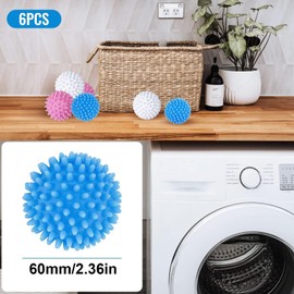 Wekuw Pack of 6 Dryer Balls, Reusable Dryer Balls, Hedgehog Ball, Balls for Fluffy Laundry, Washing Balls for Down Jackets, Tumble Dryer Ball for Home Clothes, Cleaning (Multiple Colours)