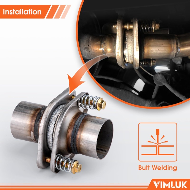 VIMLUK 2.0"x6" Exhaust Flex Spring Flanges 409 Stainless Steel, Spring