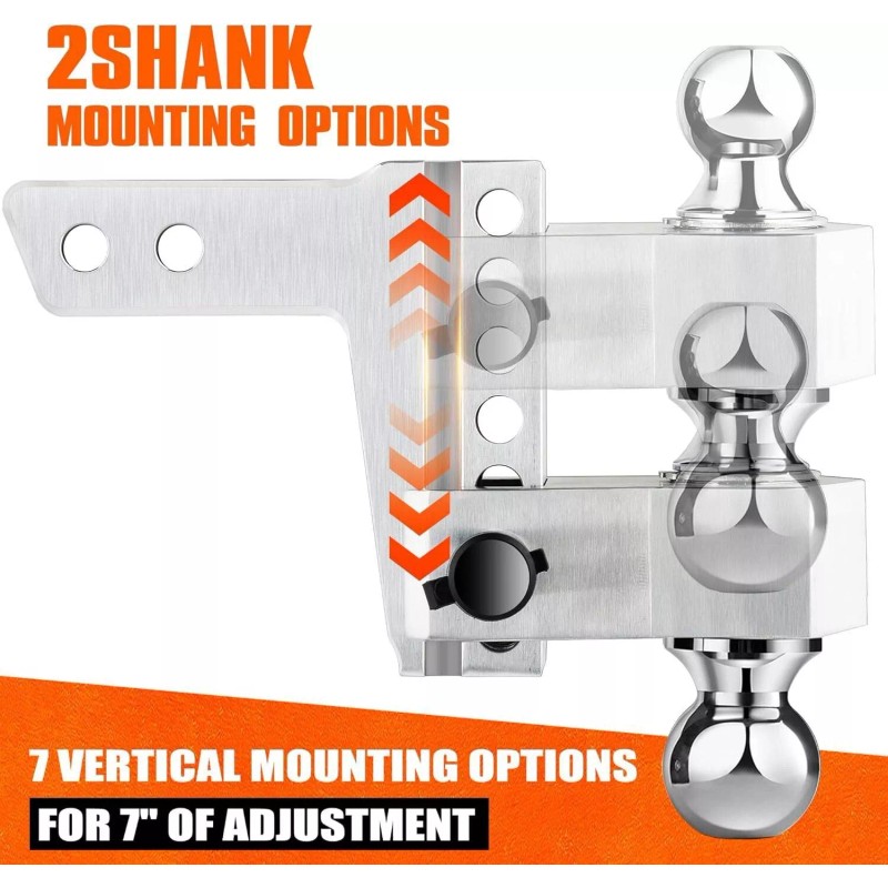 OCTORA Adjustable Trailer Hitch Fits 2" Receiver 6 Inch Drop