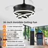 Retractable Ceiling Fan with Lights,Dimmable,6 speeds,DC Motor,36 inch Modern DIY