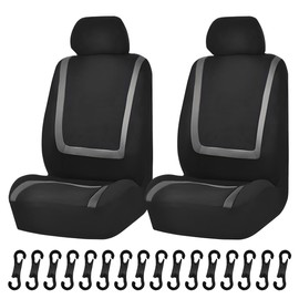 GAOLAOSY Car Seat Covers, Breathable Comfortable Automotive Seat Protectors, Anti-Slip Front Seats Covers Airbags Compatible, Universal Washable Vehicle Accessories for Car, Truck, SUV (Black/Grey)