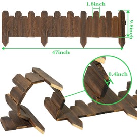 Wood Garden Edging, Staggered Wooden Edging Border Decorative Small Picket Panels for Flower Bed Barriers and Landscape Fencing