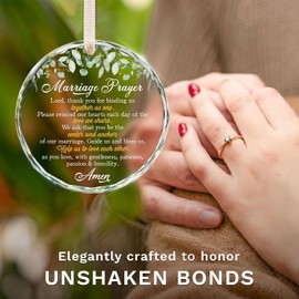 Christian Wedding Gifts for Couple 2025 - Marriage Prayer Religious Wedding Gift for Newlyweds, Married Couples Anniversary, Bride, Groom - Mr & Mrs Decor, Bridal Shower Gift - Glass Ornament