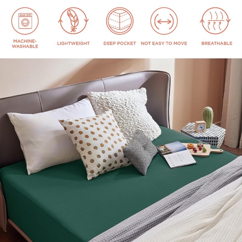 SSW HOMES Single Fitted Sheet Emerald - Deep Pocket 16