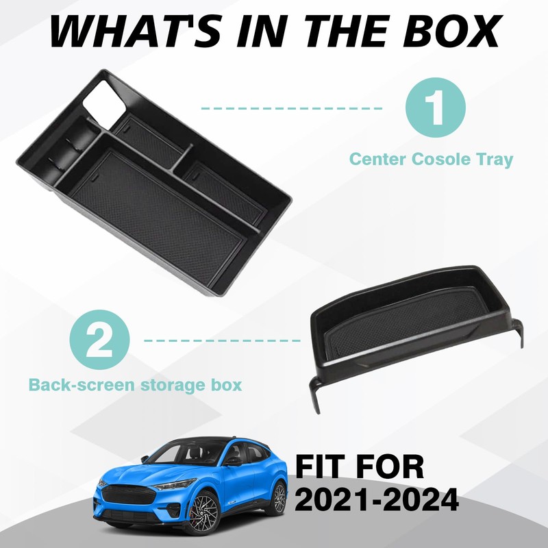 BestEvMod Center Console Organizer & Dash Tray Compatible with 2021-2024