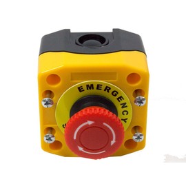 Alpinetech B1LMB Red 22mm 1NC Push Button Self Locking Emergency Stop Switch with Control Box