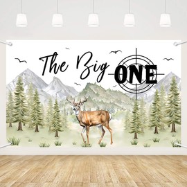 MEHOFOND The Big One Backdrop Hunting Themed 1st Birthday Party Decorations for Boy Deer Hunting First Birthday Party Photo Background Banner Hunter Themed Birthday Gone Hunting Party Supplies