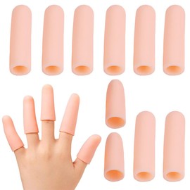 Finger Supporter Gel Finger Supporter Finger Sack Finger Protective Cap (10 Pcs Skin Color) Finger Gloves Fingertip Protection Anti-Slip Finger Care Work Household Protection for Men and Women