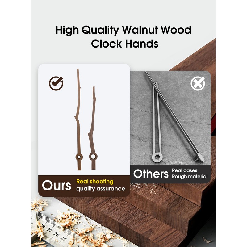 DEEWISH Set of 4 Walnut Wood Clock Hands with 20mm